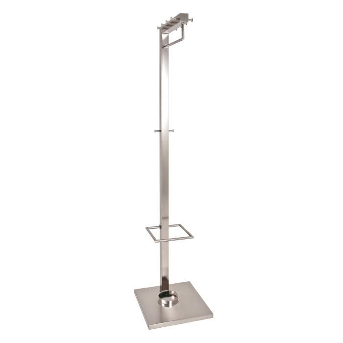 Porte-manteau optique Gastro - Acier - 40x40x180 cm - Inox - Avec porte-parapluie