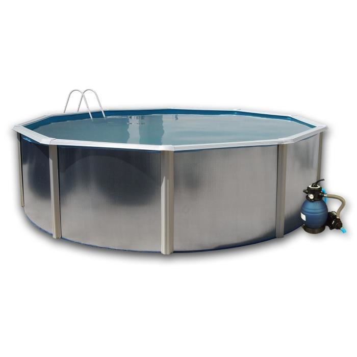 SILVER BLANCHE Piscine en acier circulaire 350x120