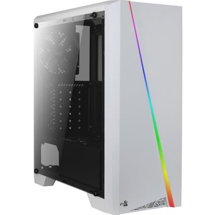 AEROCOOL Boîtier PC Cylon - Avec Fenêtre pleine - RGB - Format ATX - Moyen Tour - Blanc