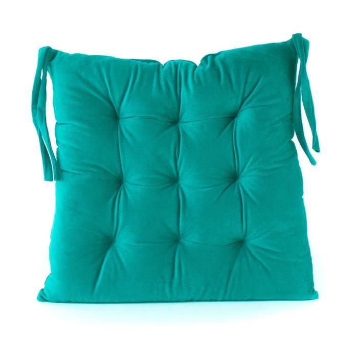 ANDORA Galette de Chaise Kassidy - 40x40 cm - Emeraude - Non déhoussable