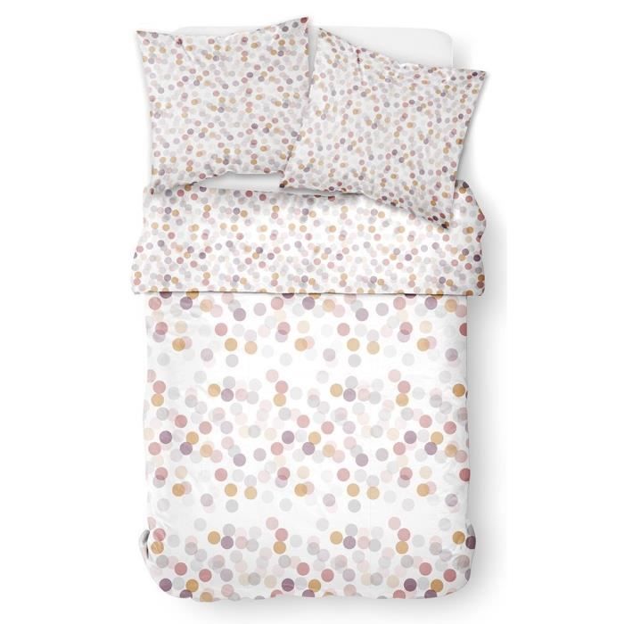 TODAY Parure de couette Crazy Champagne 220x240cm - 1 housse de couette et 2 taies d'oreiller - Polyester 82g