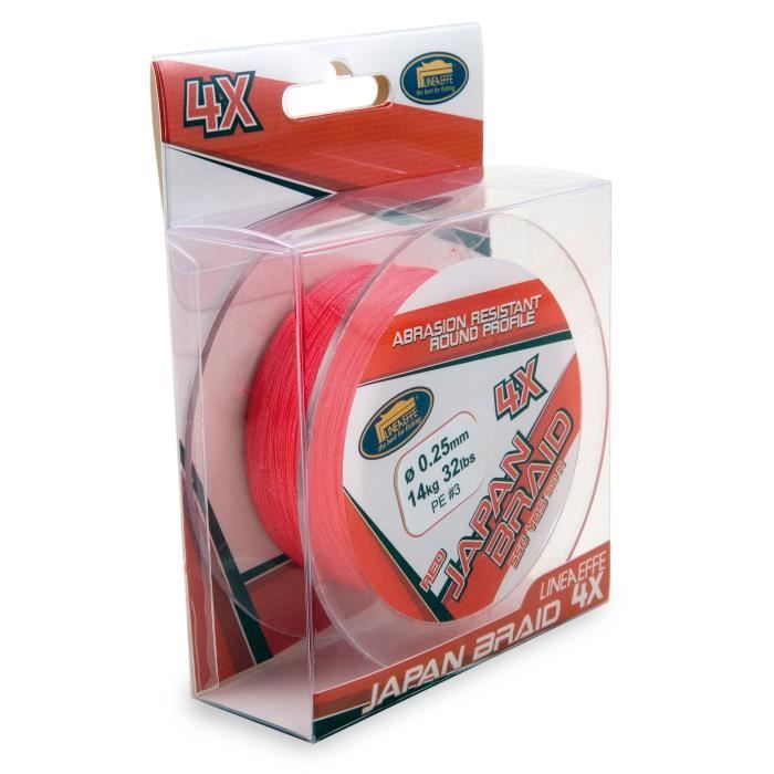 LINEAEFFE Tresse de pêche Japan Braid 4X - Rouge - Ø 0,22 mm