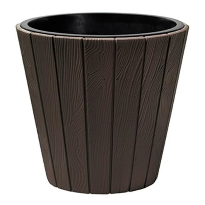 PROSPERPLAST Pot rond Woode - Ø 393 mm - Marron brun