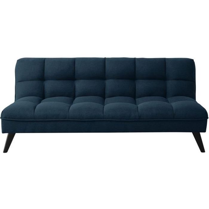 FLUFFY Banquette clic clac 3 places - Tissu bleu canard - Style contemporain - L 184 x P 82 cm