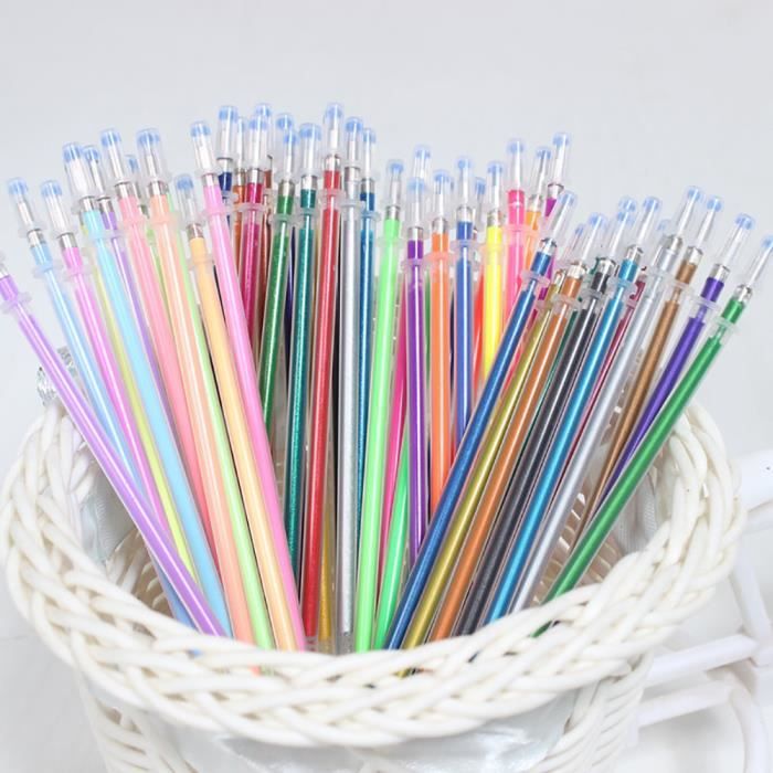 60 Pcs Gel Stylos Gel Recharges Rollerball Pastel Néon Glitter Stylo Dessin Couleurs Napoulen1073