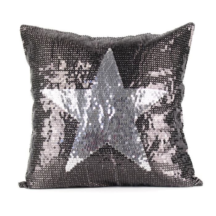 PAVILLON INTERIEUR Coussin Marcy étoile 40x40 cm noir et argent