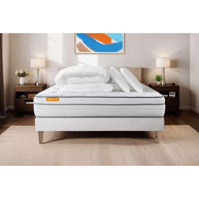 Pack Matelas Sommier 160x200 Memo Luxe Maxi épaisseur Ressorts