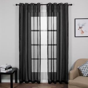 RIDEAU Lot de 2 Rideaux Voilages à Oeillets,140cmx215cm,N