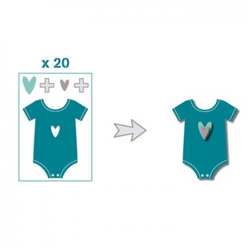 TOGA Pack de 20 Formes découpées Body - Bleu et taupe