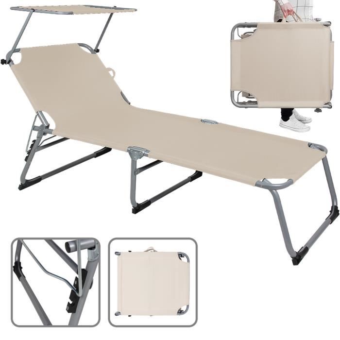 Jardin Pliable De Pare Beige Bain Chaise Transat Longue Soleil wOk80PNnX