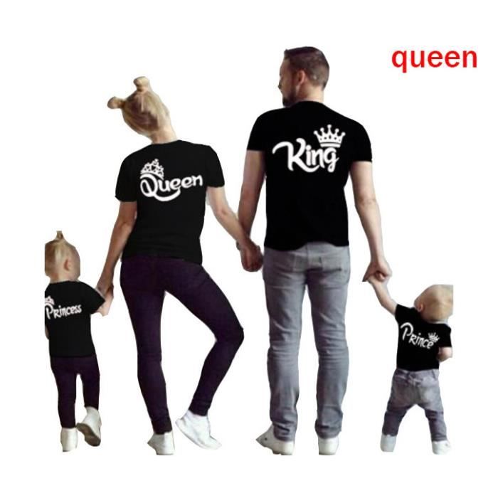Simple Flavor T Shirt Famille Installée King Queen Prince Princess Couleur Unie Mode Noir Queen