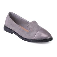 MOCASSIN Slippers gris en suédine et bout scintillant MOCASSIN Slippers gris en suédine et bout scintillant
