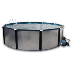 SILVER NOIRE Piscine en acier circulaire 550X120