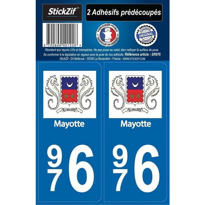 STICKZIF 2 Autocollants Région Département 976 SR976
