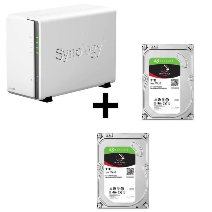 Pack Synology Serveur NAS Diskstation DS216se DS216se + 2 Disques Durs Seagate NAS HDD Iron Wolf 1To 3,5\
