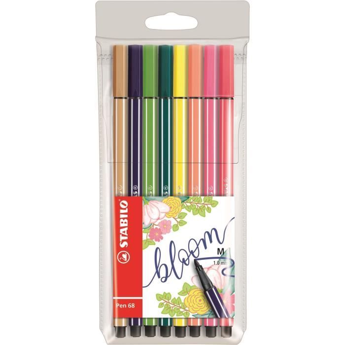 STABILO 8 feutres de dessin Pen 68 Living colors - Décor floral