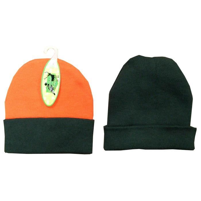 TERRITOIRE CHASSE Bonnet réversible taille unique - Garçon - Noir et orange