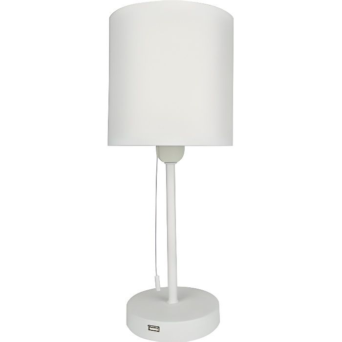 Lampe de chevet chic blanche Connect avec port USB - Achat / Vente