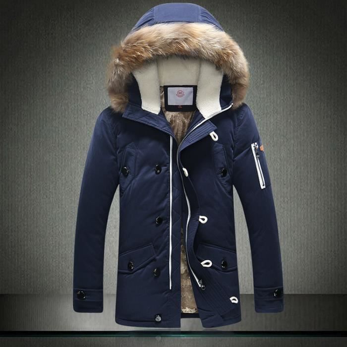 Manteau Homme hiver chaud et stylé SIMPLE FLAVO... Bleu Achat / Vente manteau caban Black