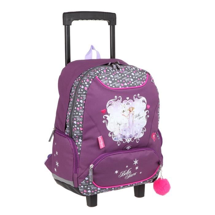 KID'ABORD BELLA SARA Sac à Dos à Roulette - 2 Compartiments - 35 cm - Violet - Primaire - Enfant Fille