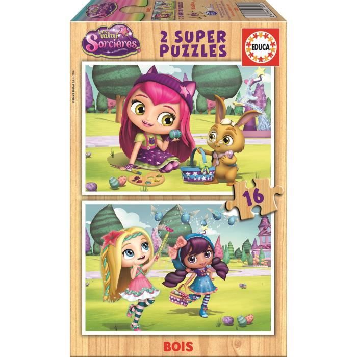 EDUCA Puzzle 2 x 16 Pièces en Bois - Mini Sorcières