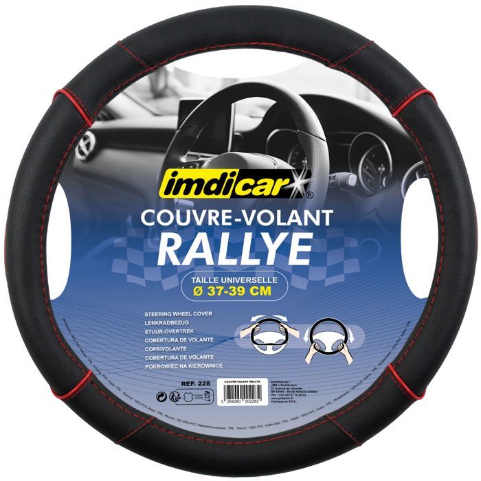 IMDIFA Couvre-volant Rallye - Noir avec coutures rouges