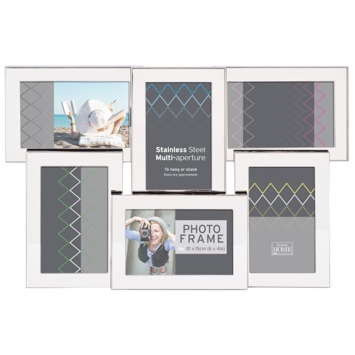 Cadre photo Multi vues métal 6 photos 10x15 cm Argent