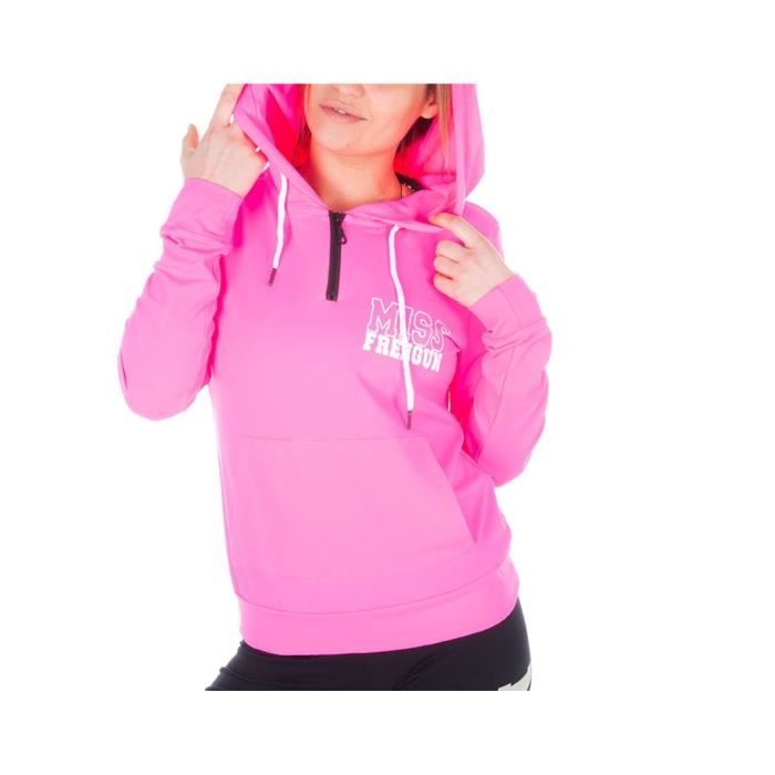 FREEGUN Veste Sweat Uni Rose Fuchsia Femme
