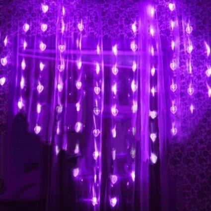 Rideaux droits LED-Coeur Guirlande lumineuse à 128 LED pour l ... Rideaux droits LED-Coeur Guirlande lumineuse à 128 LED pour l ...