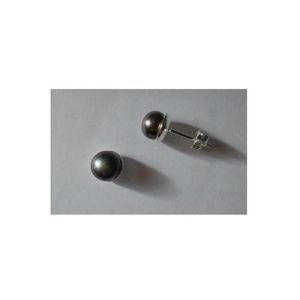 B.Oreilles/"puce/" perle naturelle eau douce noir,argent massif 925°°°poinçonné