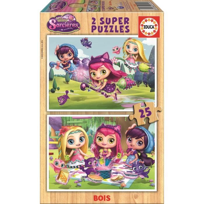 EDUCA Puzzle 2 x 25 Pièces en Bois - Mini Sorcières