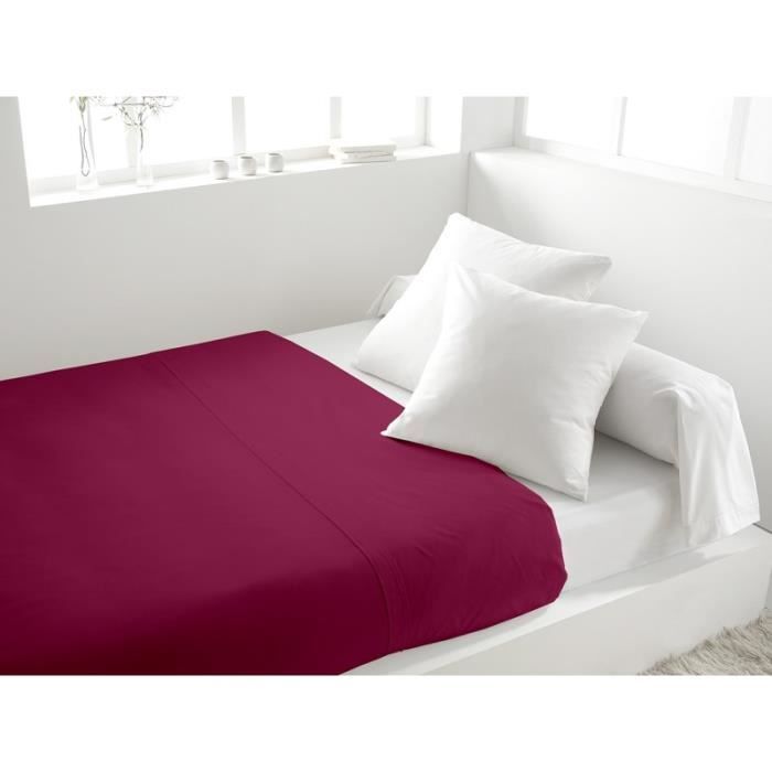 SOLEIL d'OCRE Drap plat 100% Coton 240x290cm Cassis