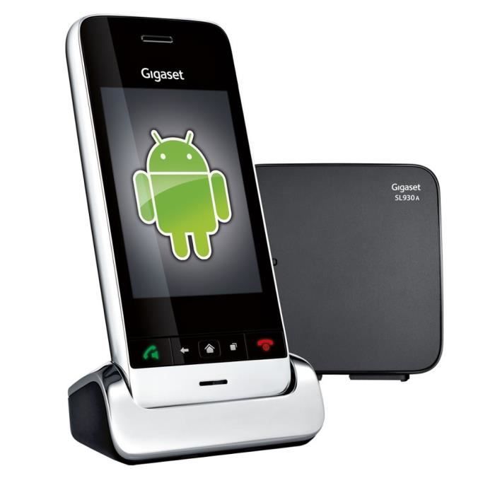 Gigaset SL930A Téléphone fixe sans fil sous Android 4.0.4 Ice Cream Sandwich Répondeur Noir