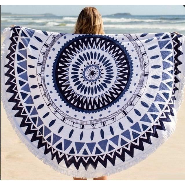 IMMIGOO - Large Serviette Drap de Plage Couvre-lit Ronde Géométrique ... IMMIGOO - Large Serviette Drap de Plage Couvre-lit Ronde Géométrique ...