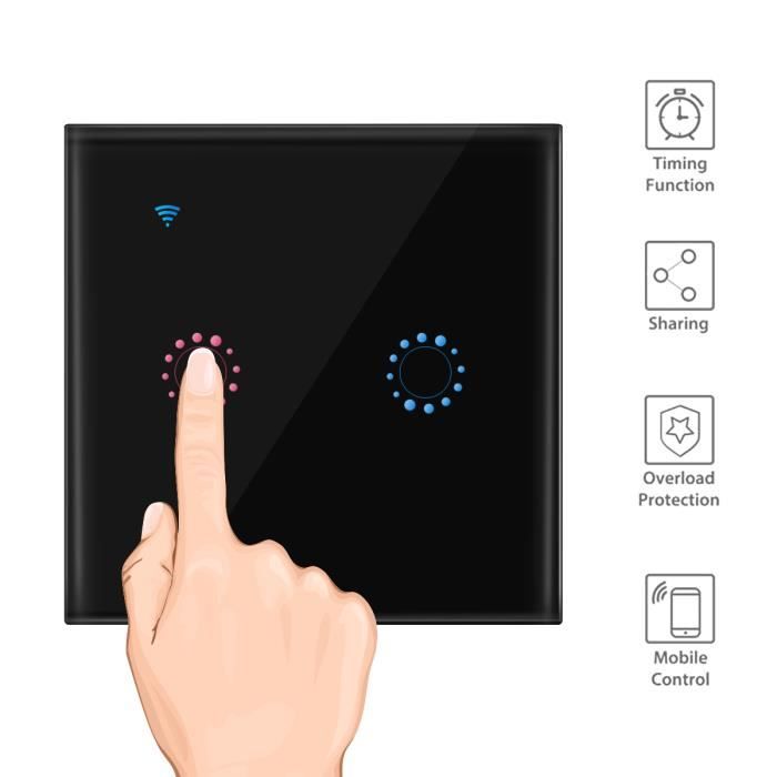 Wi-Fi Tactile Light Switch Panel 2 Gang Wireless1