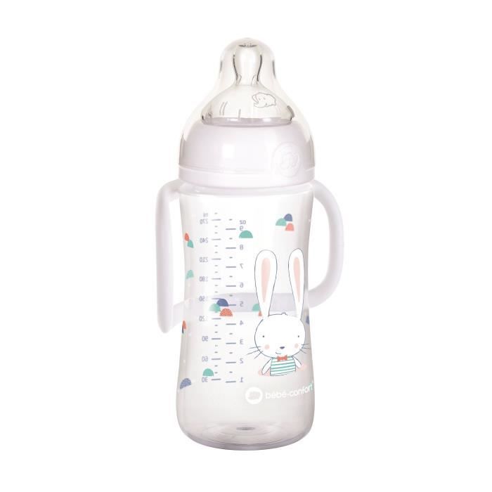BEBE CONFORT Biberon émotion Blanc 270ML poignées T2 Sweet Bunny