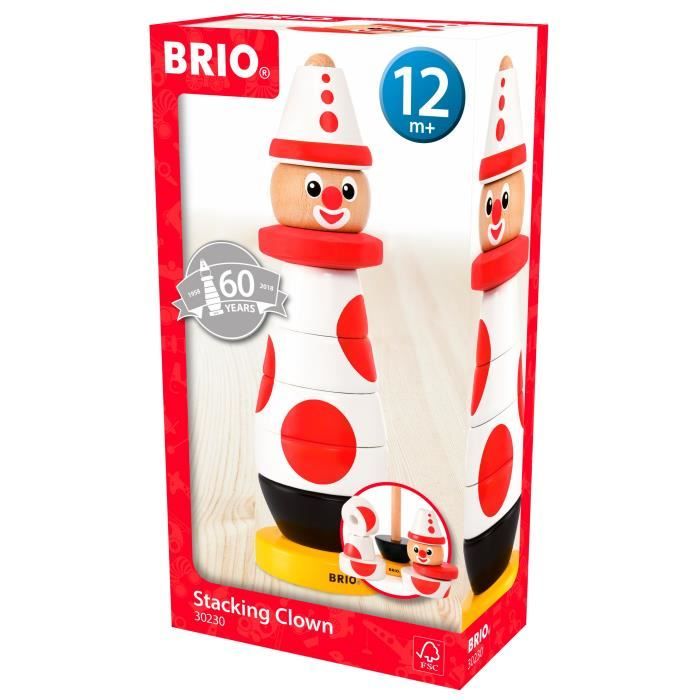 BRIO - 30230 - Clown A Empiler 60 Ieme Anniversaire - Jouet en bois
