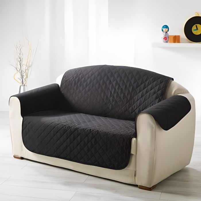 DOUCEUR d'INTERIEUR Protège canapé matelassé Club 223x179 cm noir