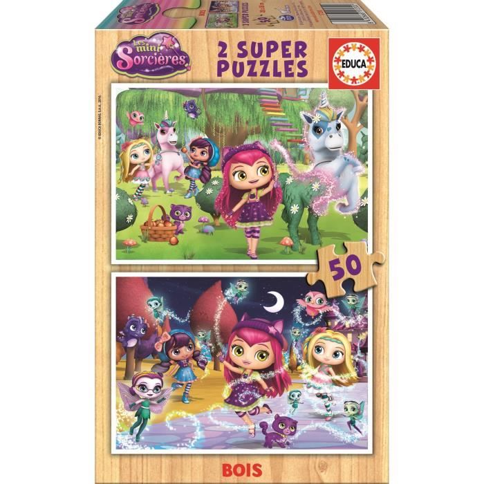 EDUCA Puzzle 2 x 50 Pièces en Bois - Mini Sorcières