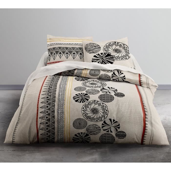TODAY Parure de couette Enjoy Zambia - 1 housse de couette et 2 taies d'oreiller - 100% coton - 220 x 240 cm