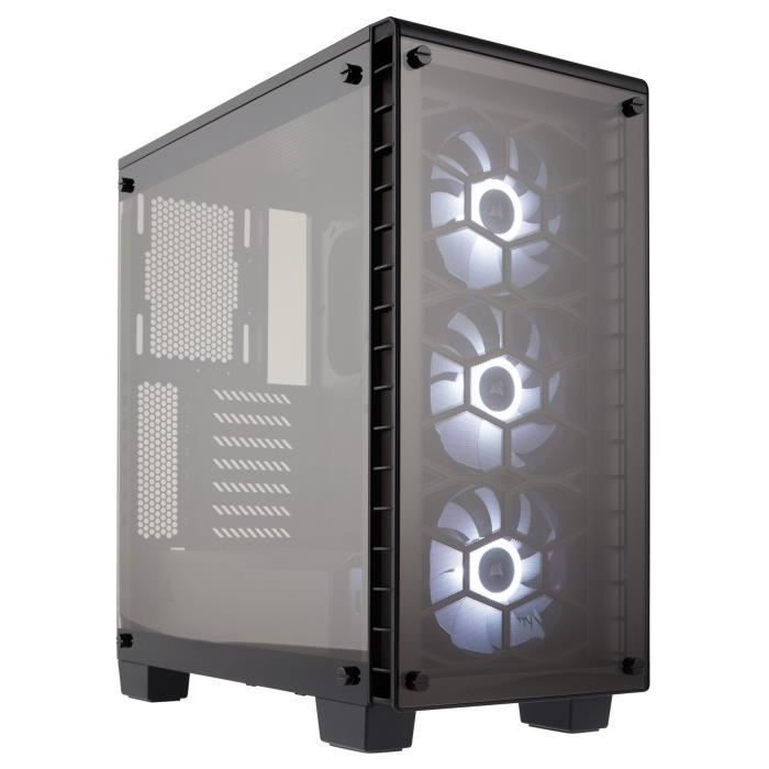 CORSAIR Boitier PC Crystal Series 460X RGB - Tempered Glass - Compact ATX - Blanc