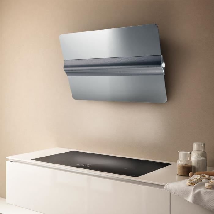 ELICA CAPITOL IX/F/80 -Hotte verticale inclinée murale-Evacuation / Recyclage-581 m3 air / h-67 dB max-3 vitesses-L 80 cm-Inox