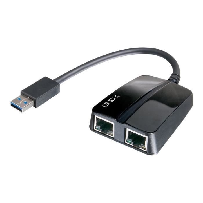 LINDY Double Adaptateur Ethernet USB 3.0