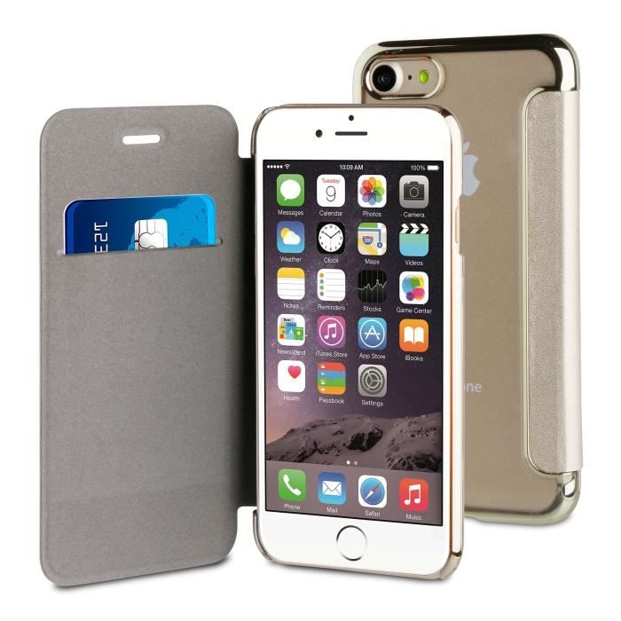 MUVIT LIFE Etui FOLIO Case BLING OR BORD OR Pour APPLE IPHONE 7