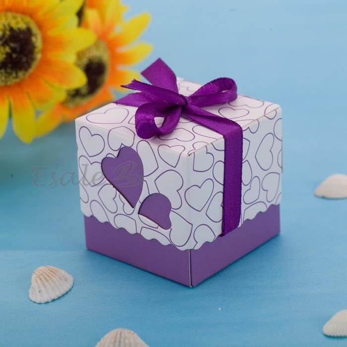 100 x Violet Boîte Box Sachet en Papier Bonbons Sucre Cadeau Mariage