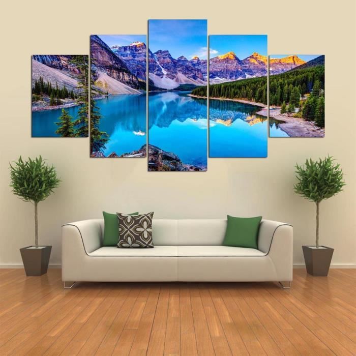 Sans cadre Naturel Paysage Montagne Lac Paysage Peinture ...