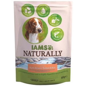 IAMS Naturally Croquettes Saumon Atlantique Nord & Riz - Toutes races - 800 g - Pour chien adulte