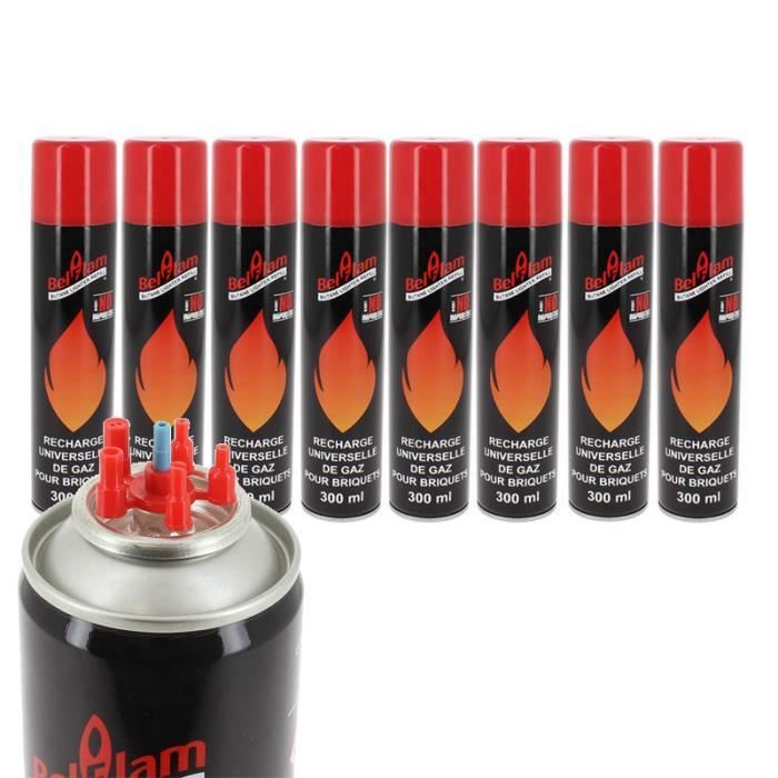 lot de 8 recharges de gaz butane pour briquet 300 ml - prix