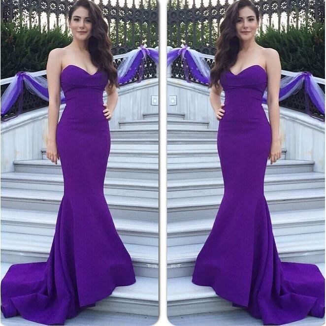 ROBE DE CÉRÉMONIE sirène pourpre robe longue, robe de soirée,