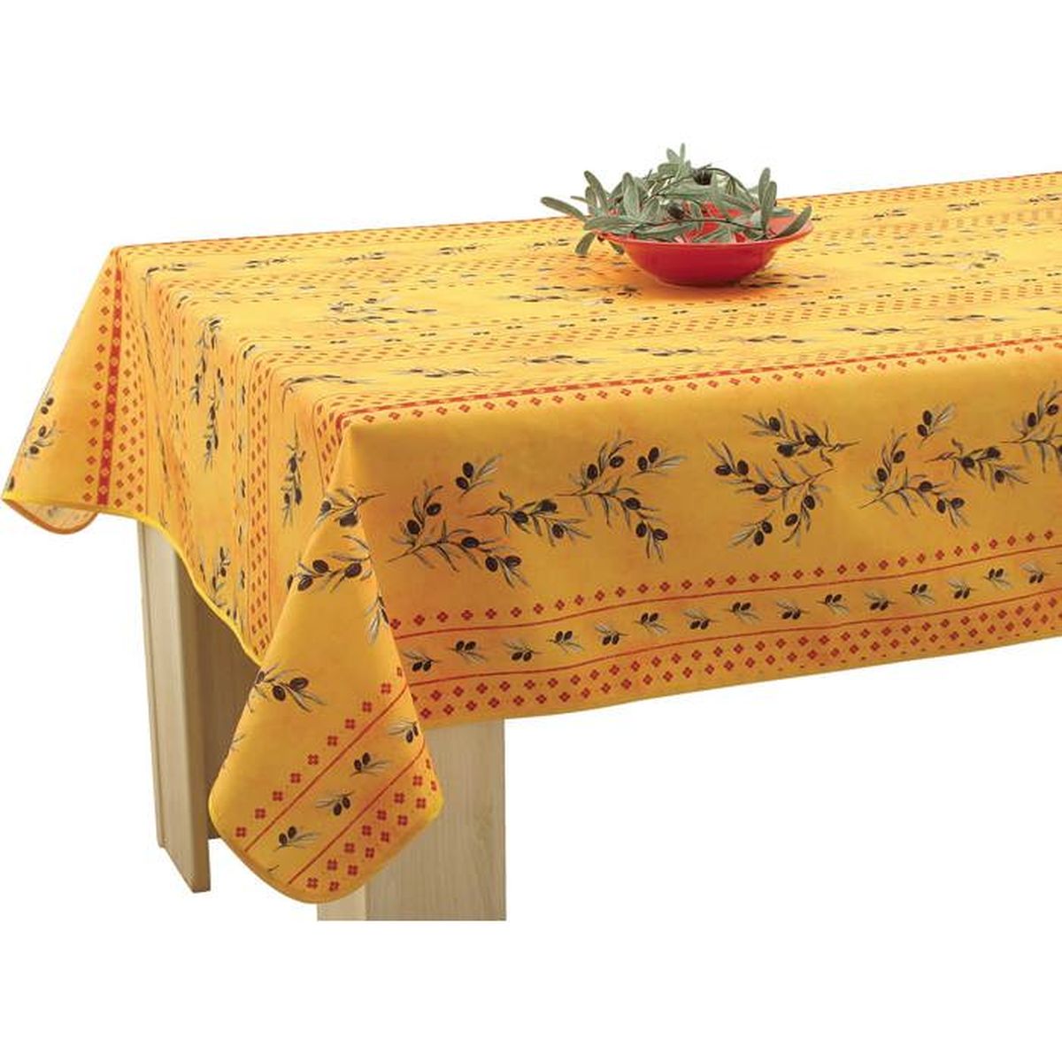 Nappe Rectangulaire Anti-Taches Coton/Polyester 160x180 Cm - Rayures Jaunes - Imperméable - Fabriquée En Espagne - Facile D'Entretien